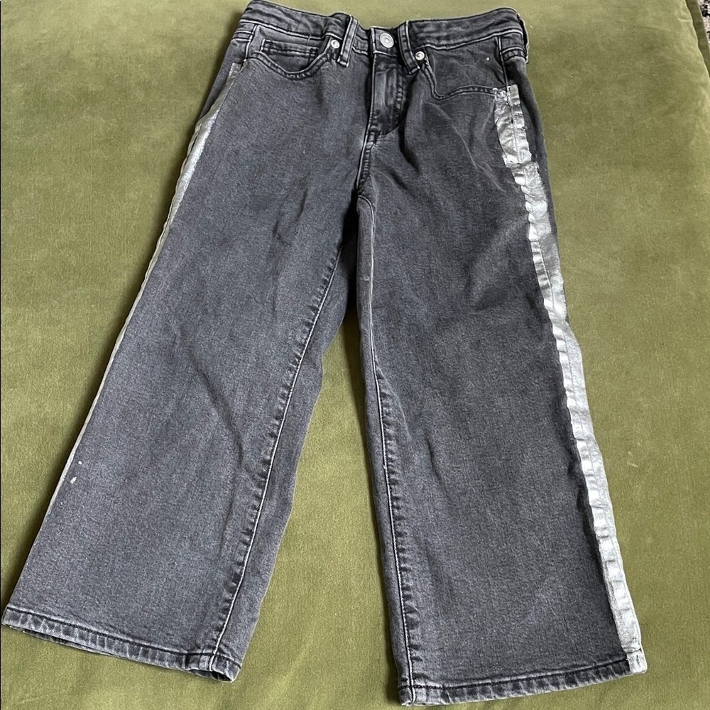Epic Threads Flare Crop Wide Leg Jeans with Silver Painted Stripe Accents